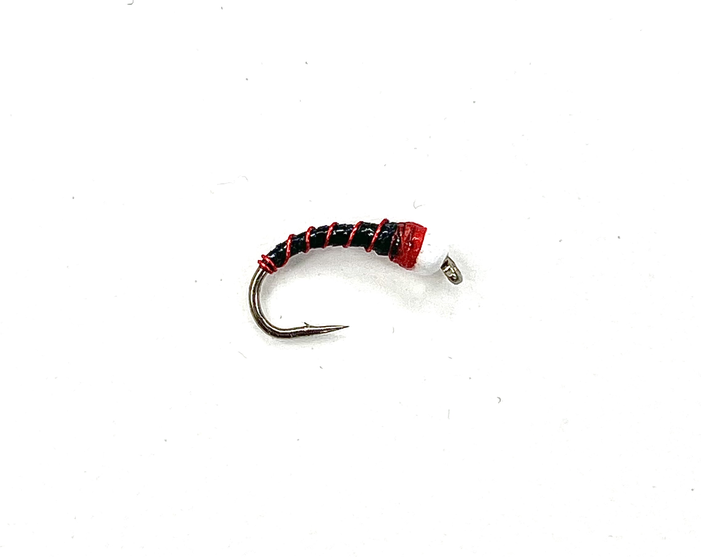 FAD BC Chironomid Pupa (White Bead) - Black/Red - Size 12